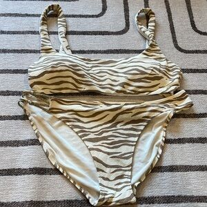 Aerie zebra print 2-piece bikini bathing suit